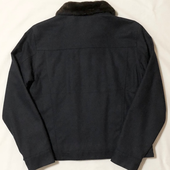 NWT - Gap Women’s Navy Wool Jacket w/Fur Collar- L - Picture 7 of 13